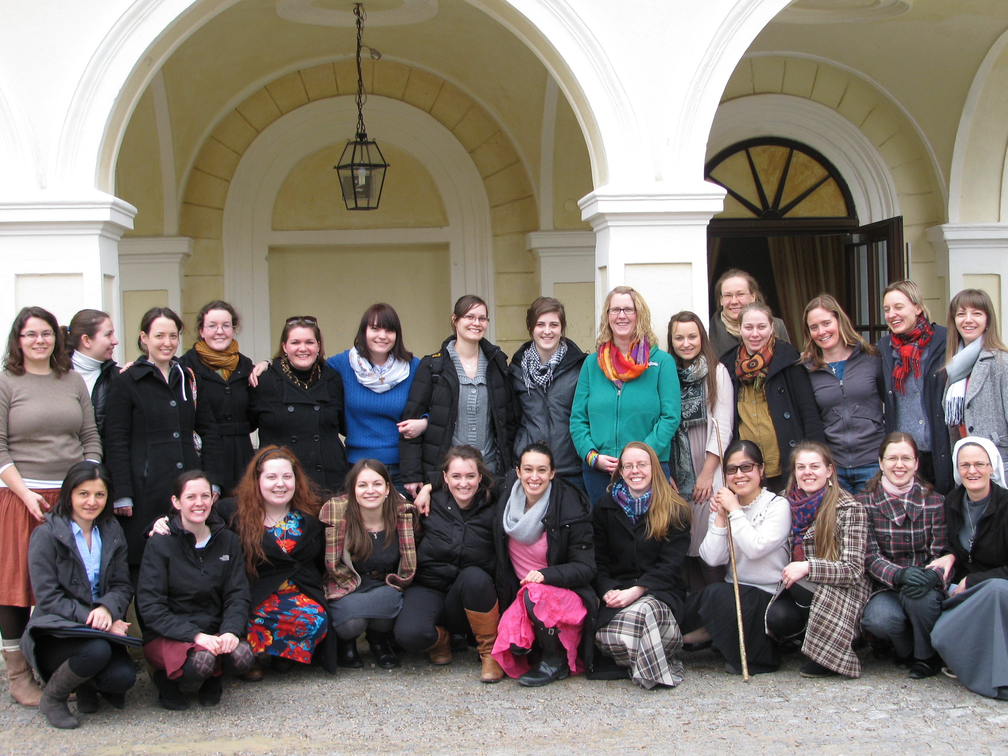 The participants in the ITI Lenten women's retreat pose in front of the Kartause in Gaming, Austria
